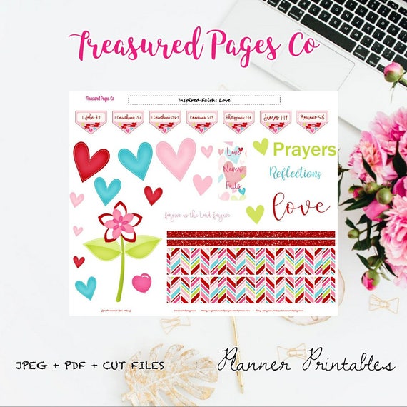Cross Doodles Digital Faith Weekly Printable Planner Kit Devotional Inspired Faith Planner Printable includes free Cut Files