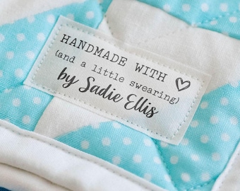 Etiqueta de costura personalizada, hecha con amor y palabrotas, juego de etiquetas de tela con maldiciones, etiqueta de edredón personalizada para planchar, parche para coser hecho a mano - LS38