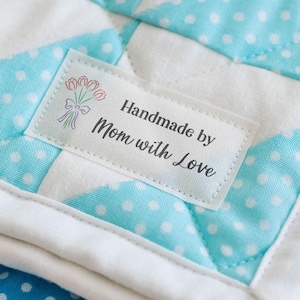 Tulip custom sewing labels, personalised labels for sewing, tags for handmade knit items, custom cotton labels, flower iron on labels - LS31