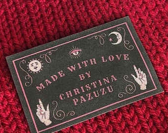 Etiquetas de costura de Halloween, etiquetas de tela de algodón de 2x3, etiquetas personalizadas hechas a mano, 12 por juego - RS39