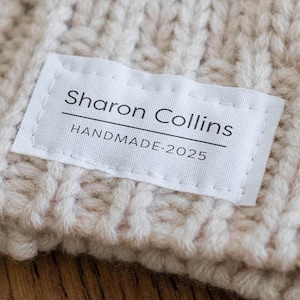 Custom sewing labels modern design, personalised iron on tags, tags for knitting crochet, custom cotton labels, sewing label custom - LS32
