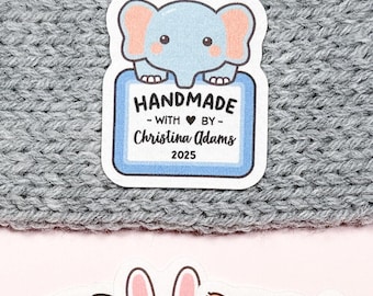 Etiquetas de tela con animales, etiquetas de costura para planchar, etiquetas de algodón para crochet, tejido y acolchado, etiquetas de conejos para niños - CP08