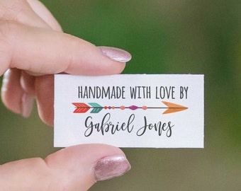 Set of Cotton fabric tags knitting label custom fabric label branding craft show tag LS23 iron on labels folded tag sewing label
