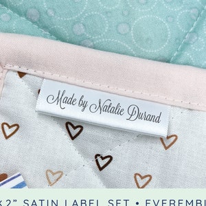 Custom sewing labels, Personalized clothing tags, Satin ribbon labels, craft show tags, logo tags, branding tags, logo tabs - SE01