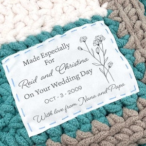 Wedding quilt label for handmade blanket | Custom printed patch, Cotton label quilt, label, Blanket label for wedding, Iron on patch- SL11