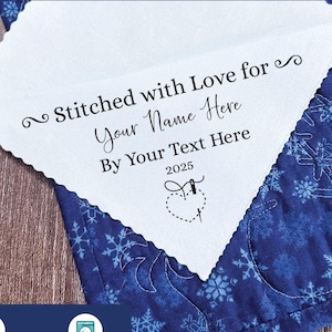 Custom corner printed blanket tag, Triangle quilt label personalized, Sewing label adhesive patch, iron on tag, cotton quilting tag - TL03
