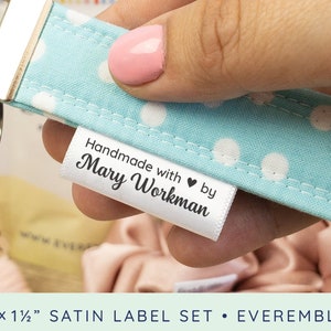Custom Satin Tag Set, washable clothing tags, Personalized ribbon label, craft show tags, logo tags, sewing tags, branding tags, - SA03