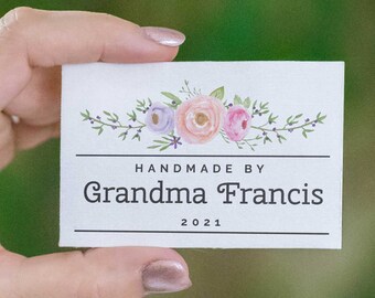 blue flowers,red Personalized Sewing Labels,floral labels quilt labels Blanket Label Quilt Patch Large Fabric Quilt Label green pink