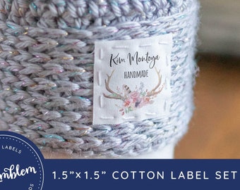 Set of Cotton fabric tags knitting label custom fabric label branding craft show tag LS23 iron on labels folded tag sewing label