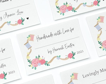 Juego de etiquetas de costura de algodón con relleno, etiquetas de acolchado, etiquetas de tela, etiquetas de acolchado para planchar, regalo para mamás costureras, etiquetas de acolchado para planchar - RS35