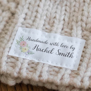 stoffenlabels, gepersonaliseerde labelset, label bloemen, breilabel, gehaakte labels, kledinglabels, knutsellabel, aangepast stoffenlabel - LS17
