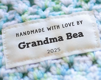 Juego de etiquetas de costura de algodón personalizadas impresas con su texto / Etiqueta de acolchado personalizada, etiqueta de tela hecha a mano, parche de manta, regalo para mamá - RE06