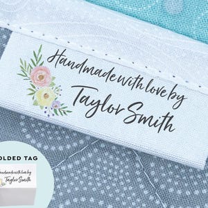 fabric tag set, personalized label set, floral tag, knitting label, crochet tags, clothing tags, craft tag, custom fabric label - LS17