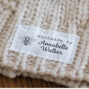 Bumble Bee Nähetiketten, Bienen Anhänger, zum aufnähen oder aufbügeln von Quilt Labels, Stoffanhänger, Stricketiketten, handmade by Tag, Nähanhänger - LS28