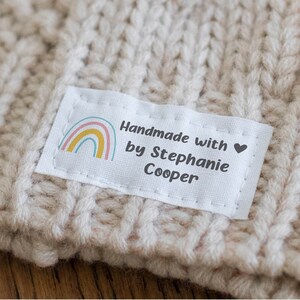 Regenbogen Nähen Label individuell, zum aufnähen oder aufbügeln von Quilt Labels, Stoffanhänger, Stricketikett, handmade by Tag, Anhänger nähen - LS27