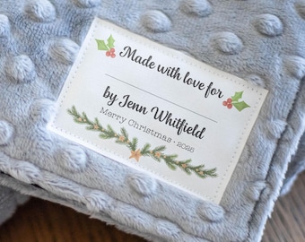 Etiquetas navideñas para colchas, etiquetas de tela de algodón de 5 x 7,5 cm, para coser o planchar, 12 unidades por juego - RS25