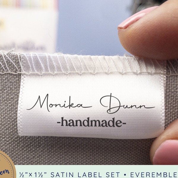 Signature Satin Label Set, Custom branding tag, craft show tags, Modern Sewing Label Set ribbon, clothing tags, quilting gift - SA08