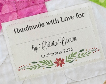 Holiday quilting label set, Christmas sewing tag, sewing label iron on, cotton fabric label, gift for sewing, quilting tags fill in - RS19