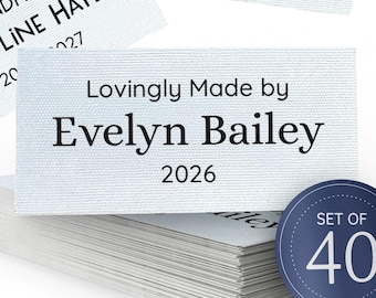 Modern Text Only Custom Sewing Labels, Print Your text on a Personalized Cotton Iron-On Tags, Knitting Crochet Supplies, Sew-On label set
