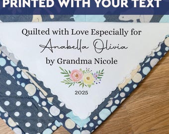 Etiqueta triangular personalizada para colchas, etiqueta impresa personalizada para mantas, etiqueta floral para costura en esquinas, etiqueta termoadhesiva para tela, etiqueta de algodón para acolchado - TL01