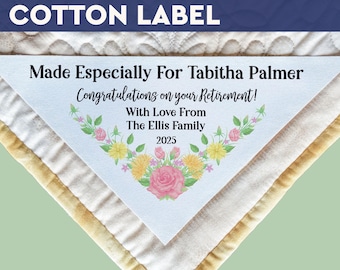 Etiqueta personalizada para mantas con impresión en esquina, etiqueta triangular personalizada para colchas, etiqueta floral para costura, etiqueta termoadhesiva para tela, etiqueta de algodón para acolchado - TL04