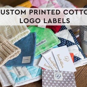 Your logo on cotton tags, print your image on a label set, custom iron on label, fabric labels, sewing labels, quilt labels, crochet NF-L image 1
