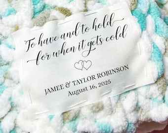 To have and to hold blanket labels, Wedding Quilting message Personalized Cotton Tag Set, Sew or Iron on, quote custom fabric tags