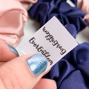 Tiny Custom Satin Tag Set, clothing tags, scrunchie labels, craft show tags, logo tags, sewing tags, branding tags, logo tabs - S1A
