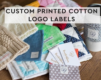 Your logo on cotton tags, print your image on a label set, custom iron on label, fabric labels, sewing labels, quilt labels, crochet NF-L