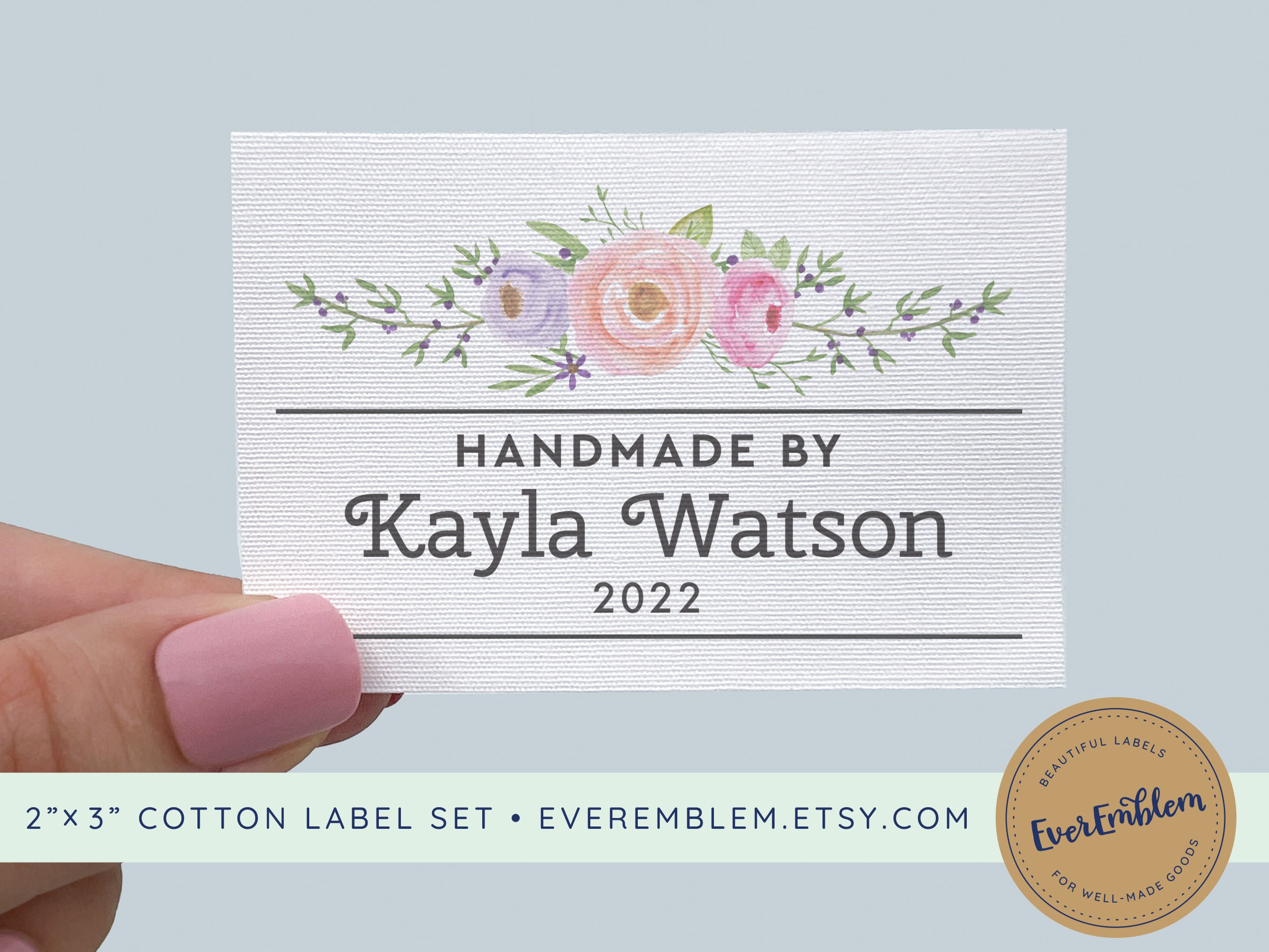 Personalized Crochet Labels for Handmade Items and Gifts on Organic Cotton  fabric Tags 