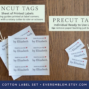 Your logo on cotton tags, print your image on a label set, custom iron on label, fabric labels, sewing labels, quilt labels, crochet NF-L image 7