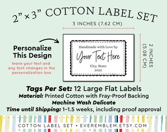 Set of sewing tags, quilting label, quilt patch, handmade label, fabric  label, blanket label, personalized tag, iron on or sew on tag -RS02