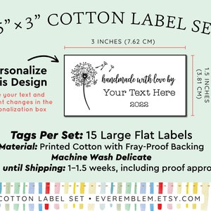 Cotton sewing label set customized with your text, quilting label, quilt patch, handmade fabric label, blanket tag, personalized RE02 image 2