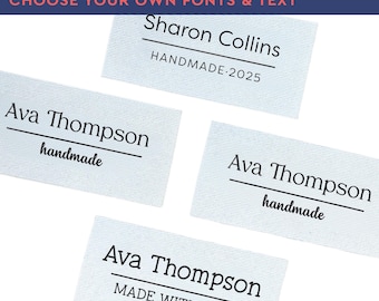 Custom Cotton Sewing Labels, Modern Personalized Iron-On Tags, Knitting Crochet Supplies