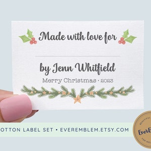 Holiday sewing labels, cotton quilting tags, Christmas fabric labels, quilting iron on tags, gift for sewing moms, quilting tags iron RS25 image 3