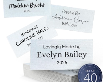 Custom Sewing Labels, Personalized Cotton Iron-On Tags, Knitting Crochet Supplies, Sew-On