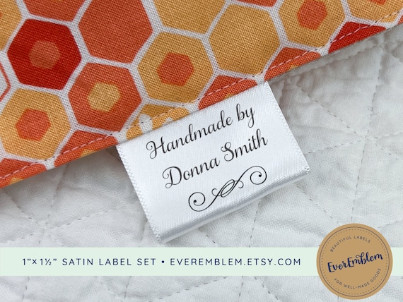 Custom Sewing Labels Personalized Sew on,Clothing Tags,Sewing Labels,Custom  Name Design Handmade Business Text Logo Personalized Soft Satin Ribbon