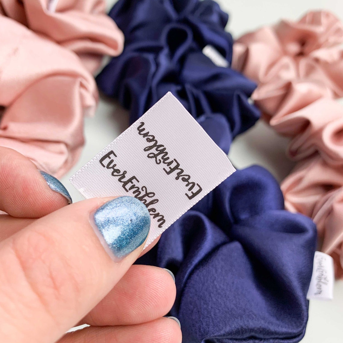 Tiny Custom Satin Tag Set clothing tags scrunchie labels | Etsy