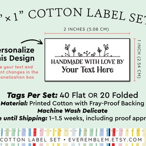 Set of Cotton fabric tags, iron on labels, craft show tag, knitting label, sewing label, folded tag, branding, custom fabric label LS23 image 3