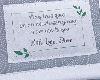 Etiquetas para colchas "En memoria de", etiquetas de tela de algodón de 2x3 pulgadas, etiquetas de costura personalizadas, 12 unidades por juego - RS38