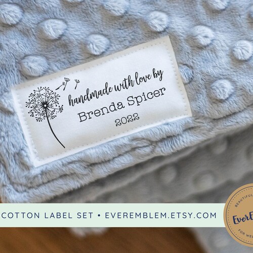 Cotton sewing label set customized with your text, quilting label, quilt patch, handmade fabric label, blanket tag, personalized - RE02