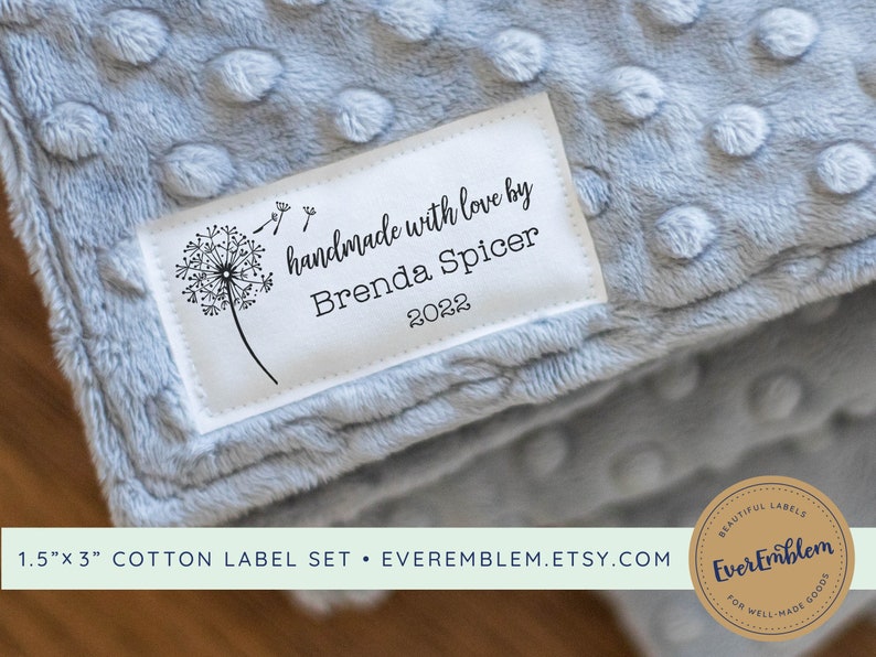 Cotton sewing label set customized with your text, quilting label, quilt patch, handmade fabric label, blanket tag, personalized RE02 image 1