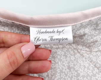 Aangepaste stoffen labels - gepersonaliseerde kledinglabels - handgemaakt per label - satijnen naailabel