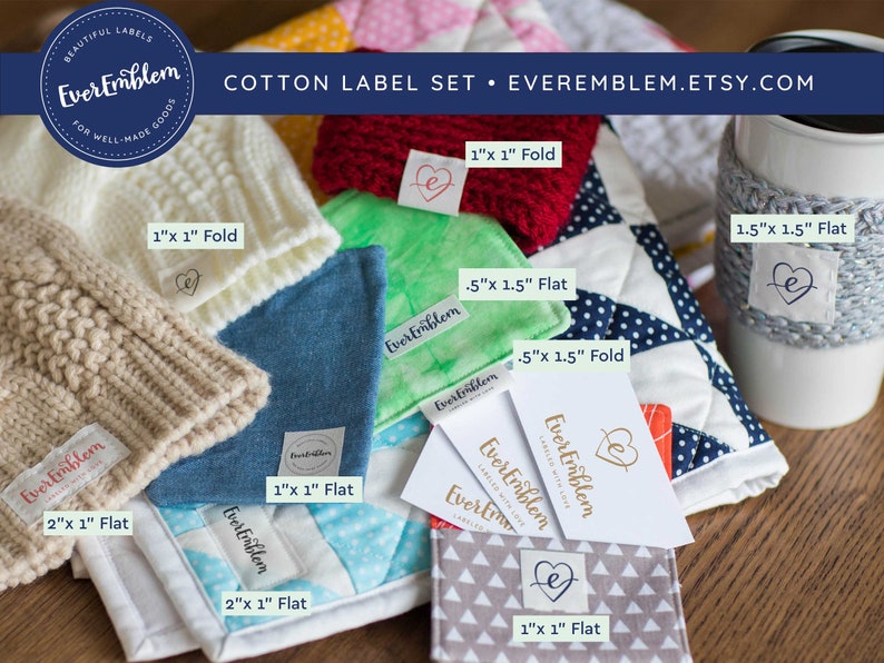 Your logo on cotton tags, print your image on a label set, custom iron on label, fabric labels, sewing labels, quilt labels, crochet NF-L image 9