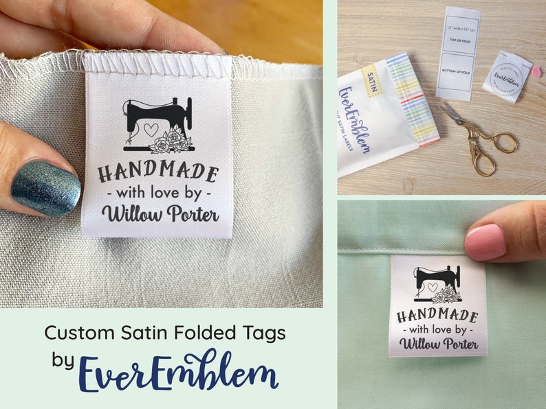 Custom Sewing machine satin tag set, Personalized clothing tags, ribbon labels, craft show, logo sewing tags, branding tag, logo tabs SD05 image 8