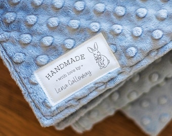 Large Personalized Spring Sewing Labels | 15 Custom Printed Fabric Tags for Quilts, Knitting, Crochet