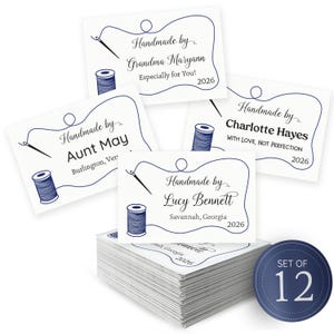 Quilt Labels, Custom 2x3 Cotton Fabric Tags, Personalized Sewing Labels, 12 per Set - RS12