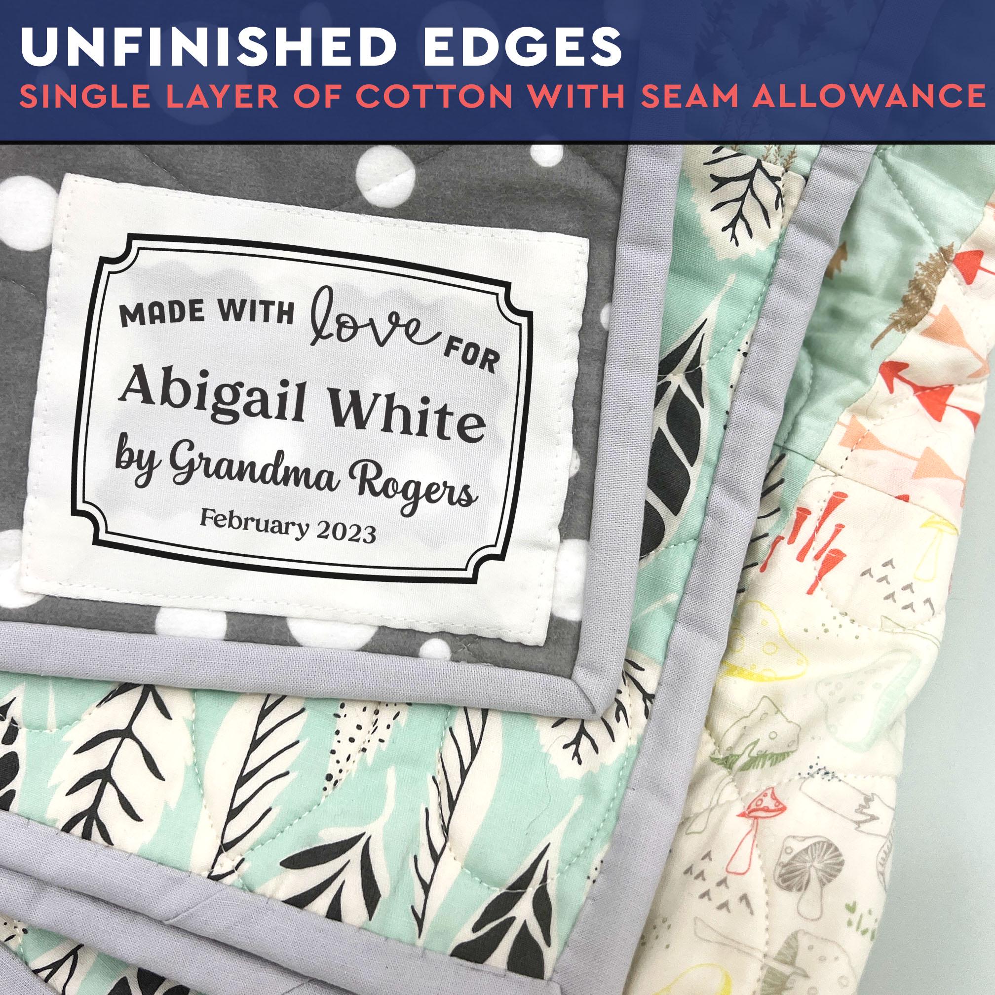 Custom printed cotton quilt label - Single Personalized Cotton Label, quilt label for handmade blanket, custom label printed tag - SL03