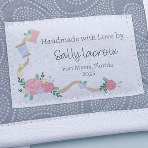 Sewing Label Set, cotton quilting tags, Labels for quilts iron on tags, gift for sewing moms, quilting tags, Large blanket labels - RS34