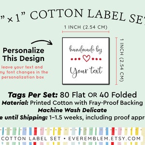 iron on or sew on label set, quilting fabric label, knitting or sewing label, knitting label, personalized tag, custom fabric label LL03 image 2